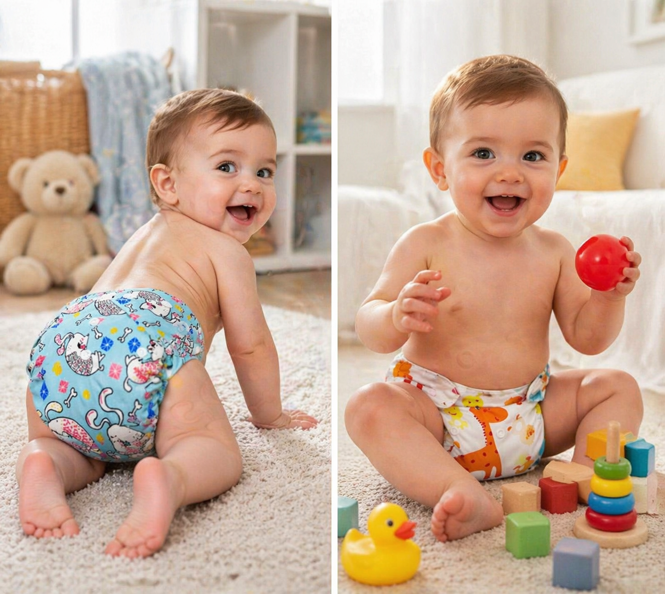 Printed Cloth Reusable Diapers Combo of 2