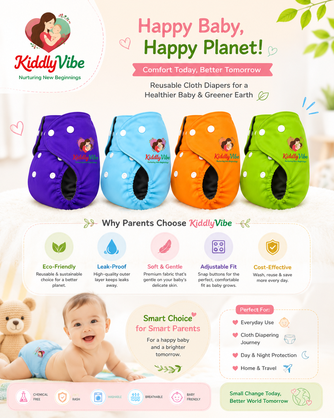Reusable Diapers Combo of 4