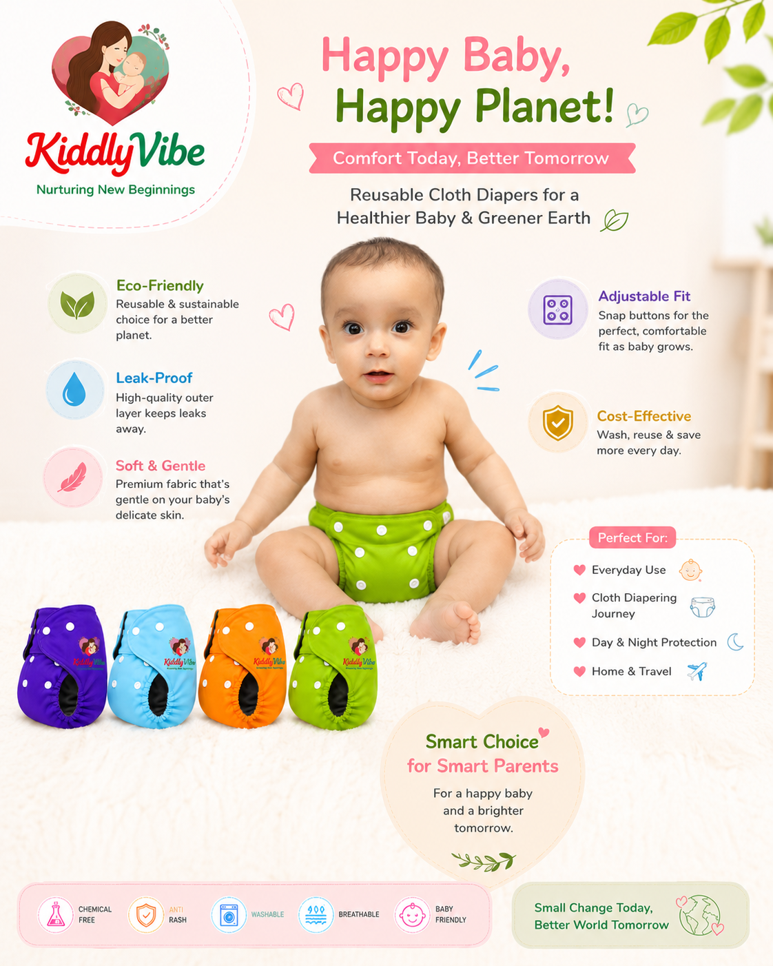 Reusable Diapers Combo of 4